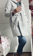 Leichte Übergangs Mantel von Zara Hellgrau Kapuze/Gürtel Neu 