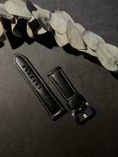 Panerai Uhren Leder Armband Premium 24mm Schwarz  *EU*