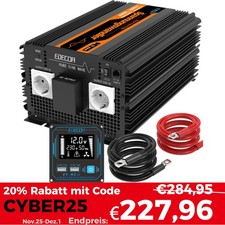 EDECOA 3500W/7000W Reiner Sinus Spannungswandler Wechselrichter 12V 230V V4.0