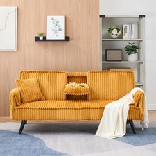 Orange Corduroy Loveseat Sofa