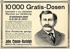 10 000 Gratis-Dosen Haarwuchsmittel.. John Craven-Burleigh BerlinAnnonce 1904
