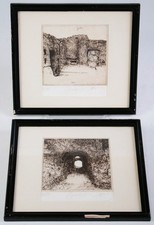 Walter Herzog. 2 Radierungen. Regenstein. 1982. Burgruine Regenstein. Harz.