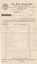 WEIDEN, Rechnung 1928, Götz Woll-Baumwollwaren Arbeitskleidung Fabrikation
