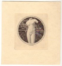 ALFRED COSSMANN: Exlibris für Oswald Motoc, weiblicher Akt, Torso, 1938