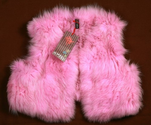 Kaninchenfellweste rosa neu - kaninchenfellweste,