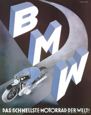 BMW Motorrad Poster 1930 - World’s Fastest Motorcycle -...