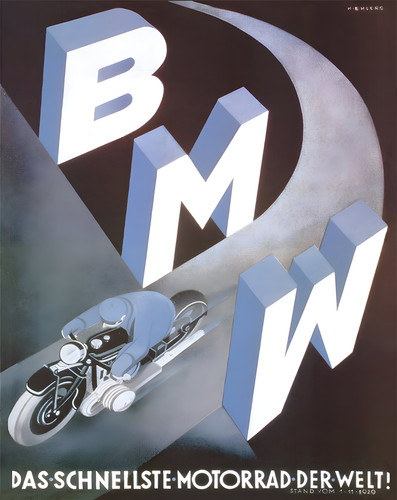 Bmw motorrad poster 1930 - bmw,
