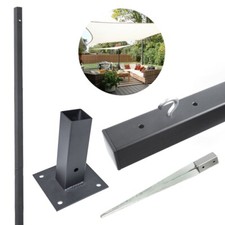 240 cm Edelstahl Sonnensegelmast  Pfosten Halter Stange Graphite