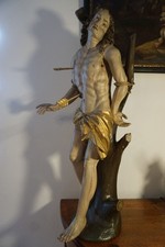 Alte Kirche Holz Heiligen Figur Heiliger Sebastian ca. 1 m geschnitzt  17./18.Jh
