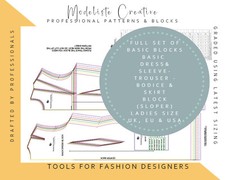 KOMPLETTES SET - GRUNDBLÖCKE ZUM MUSTERSCHNEIDEN - ROCK, HOSE, OBERTEIL & KLEID!