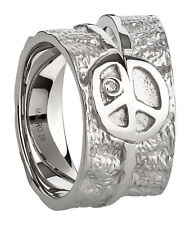Ring Freundschafts- Partner- Verlobungsringe Edelstahl Peace Silber mit Gravur