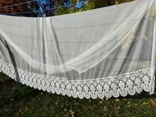 1 Gardine mit Plauener Spitze, B x L   ca. 400 x 230 cm, Balkontür, gr. Fenster