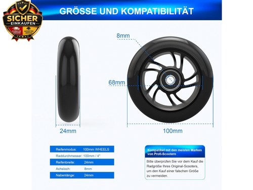 100mm stunt scooter rollen - 100mm,