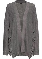 Long-Strickjacke mit Volants