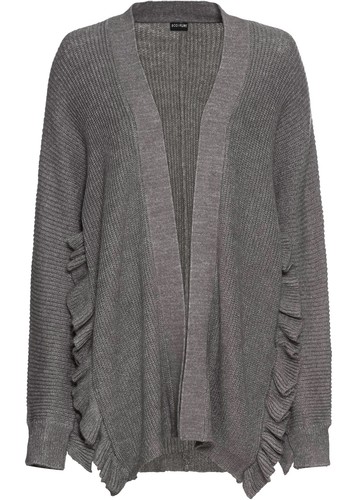 Long strickjacke mit - mit, volants