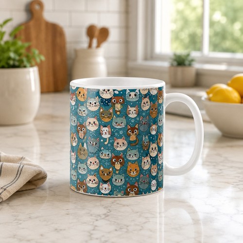 Katzen gesichter kaffeebecher - katzen,