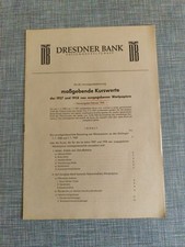 Dresdner Bank Aktiengesellschaft Kurswerte Wertpapiere 1960 Top Zustand ❗❗