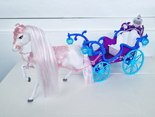 Barbie Prinzessin Kristall Kutsche Wagen mit Pferd Set