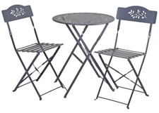 Metall-Sitzgarnitur 3er-Set Bistroset Balkonset Gartenset Gartentisch Klappstuhl