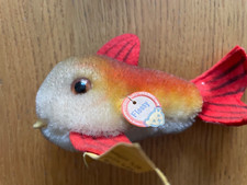 Steiff Fisch Flossy sehr alt  Knopf Fahne  und Schild
