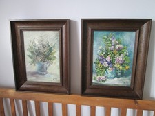 Bilder 2 Stück handgemalt Ölmalerei Leinwand Holz Rahmen signiert Violek