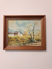 Landschaftsbild auf Leinwand mit Holzrahmen – 23 x 29 cm – ohne Signatur