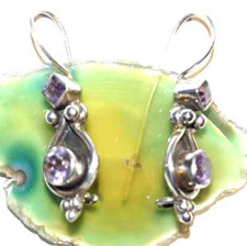 Amethyst Facettiert Handarbeit Ohrhänger Ohrringe Silber Lila verspielt Floral