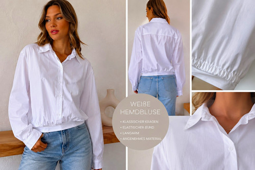 Damen bluse weiß langarm - bluse,
