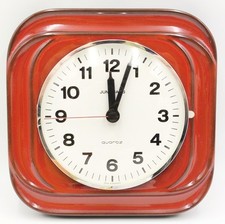 Junghans Wanduhr Küchenuhr astra Quartz Keramik Relief rot 60/70er Jahre Vintage