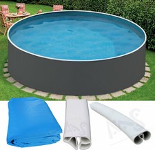Schwimmbecken Stahlwandpool Schwimmbad Pool Set 4,60 x 1,20m graphit Folie 0,5mm
