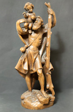 Geschnitzte Holzfigur Holz Schnitzerei Heiliger Christopherus 52cm Figur wood