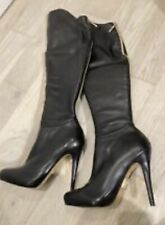 Anna dello Russo Overkneestiefel Schwarz Neu Echtes Leder