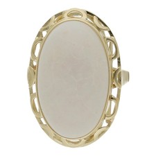 Ring mit großem Opal  22 x 14 mm Geschenk Goldschmuck Damen Weite 55 R03.5741
