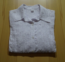 Bluse, Gr. 42, weiß, Ton-in-Ton Motiv, leicht transparent, Crash Optik, 3/4 Arm