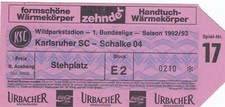 Eintrittskarte Karlsruher SC - Schalke 04, 1.Bundesliga Saison 1992/93