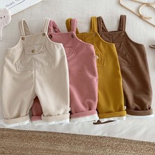 Kleinkind Baby Cord Lätzchen Fleecegefüttert Lange Hosen Overall Straps Party