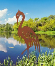 Gartenfigur Kranich im Rost Design H: 67 cm - Vogel Rostfigur für den Garten, Ga