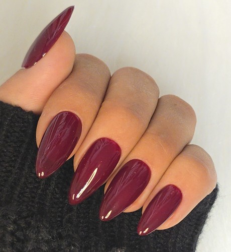 Dark red press nails - red, press-on