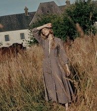 Doen Damen Marielle Kariert Gingham Delfin Kariert Baumwolle Maxi Kleid XS