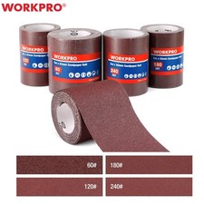 WORKPRO 4 Schleifpapier Rollen 93mm x 5m Körnung 60/120/180/24 für Handschleifer