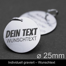Schlüsselanhänger personalisiert | Name Gravur Edelstahl | Wunschtext | 25mm