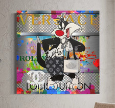 XL LEINWAND BILD BIS 100x100x5 Kater Sylvester LV POP-ART BUNTES MODERNES COMIC