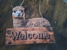 Holzschild,  Willkommenschild, Motiv  Alpaka 