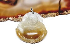 Buddha Anhänger aus Jade / Jadeit ca. 59 x 47 x 9 mm Happy Buddha