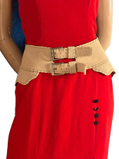 Statement Wildleder Gürtel Leder beige vintage 89-95 cmBreite 15 cm Lendenschurz