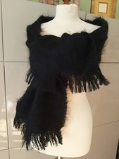 Schal 100% Mohair aus der Provence 180x30 cm handgewebt schwarz