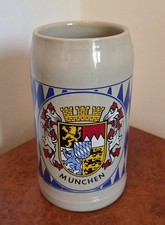 2 Maßkrüge Steinkrug Bierkrug 1 Liter 1x Mit Deckel Bayern München