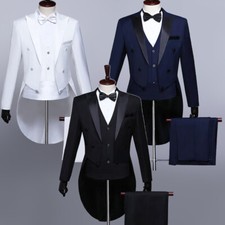 Herren Anzug Slim Smoking Frack Weste Hose Dinner Hochzeit Bräutigam Formelle