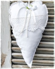 ❤️Deko  Herz  Stoffherz, weiß   Shabby Chic Style Handarbeit❤️