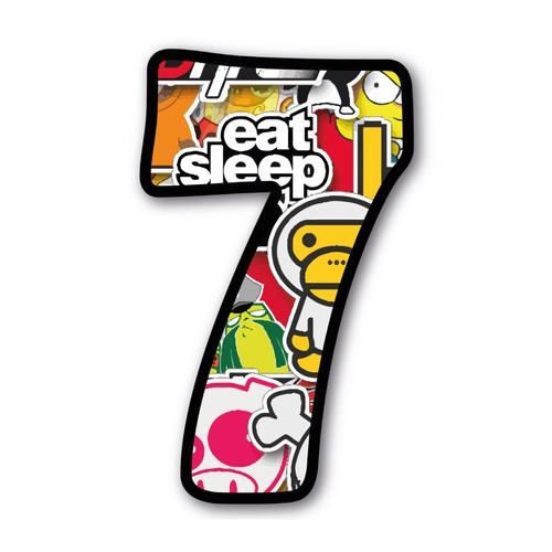 Startnummer sticker bunte - 7,